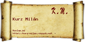 Kurz Milán névjegykártya